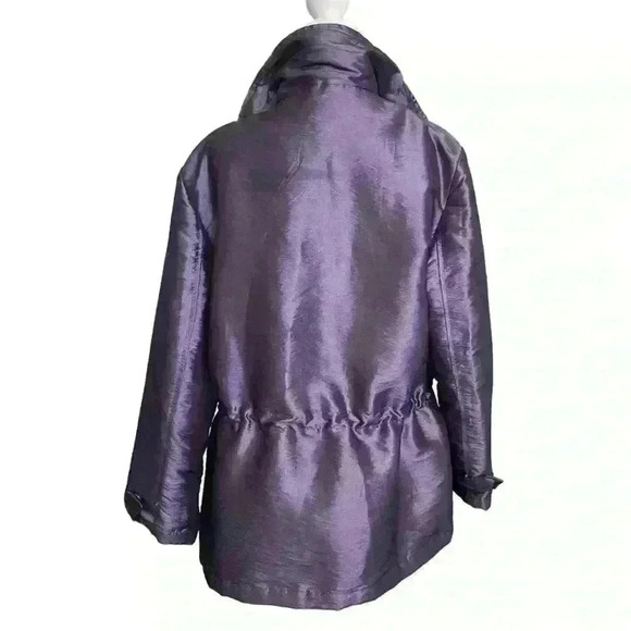 Coldwater Creek Lightweight Puffer Raincoat Size M (10-12) Metallic Purple Cozy - Picture 7 of 15